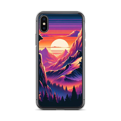 Alpen-Sonnenuntergang mit Bär auf Hügel, warmes Himmelsfarbenspiel - iPhone Schutzhülle (durchsichtig) camping xxx yyy zzz iPhone X XS