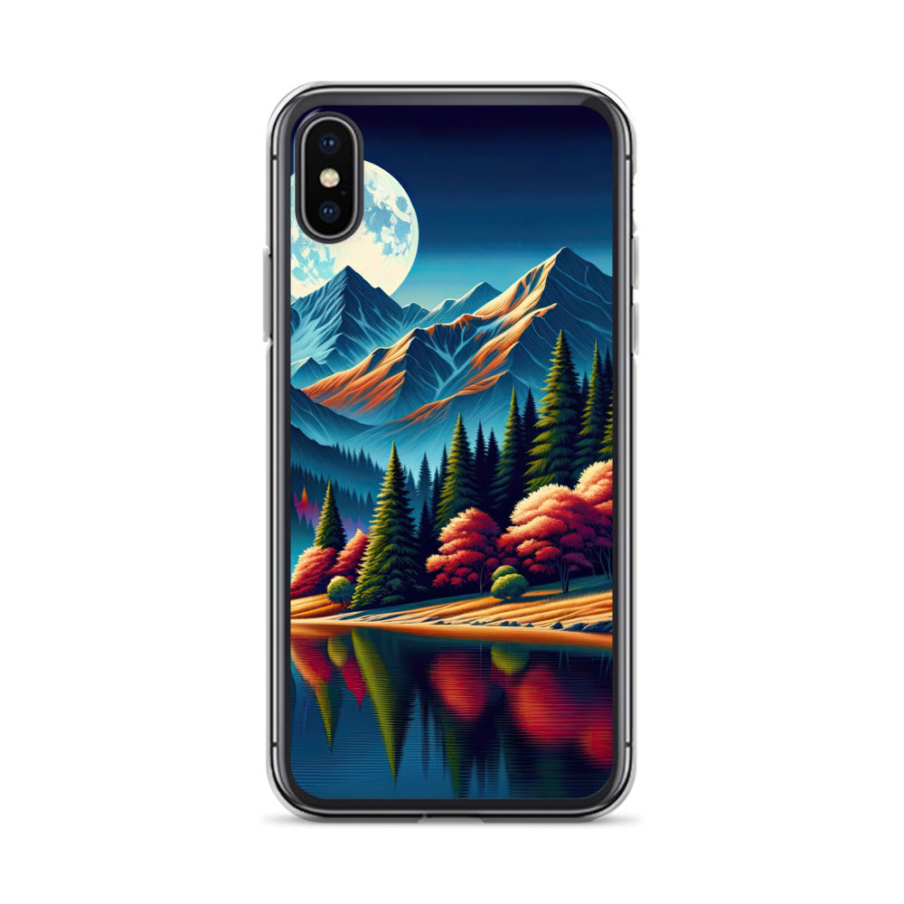 Ruhiger Herbstabend in den Alpen, grün-rote Berge - iPhone Schutzhülle (durchsichtig) berge xxx yyy zzz iPhone X XS