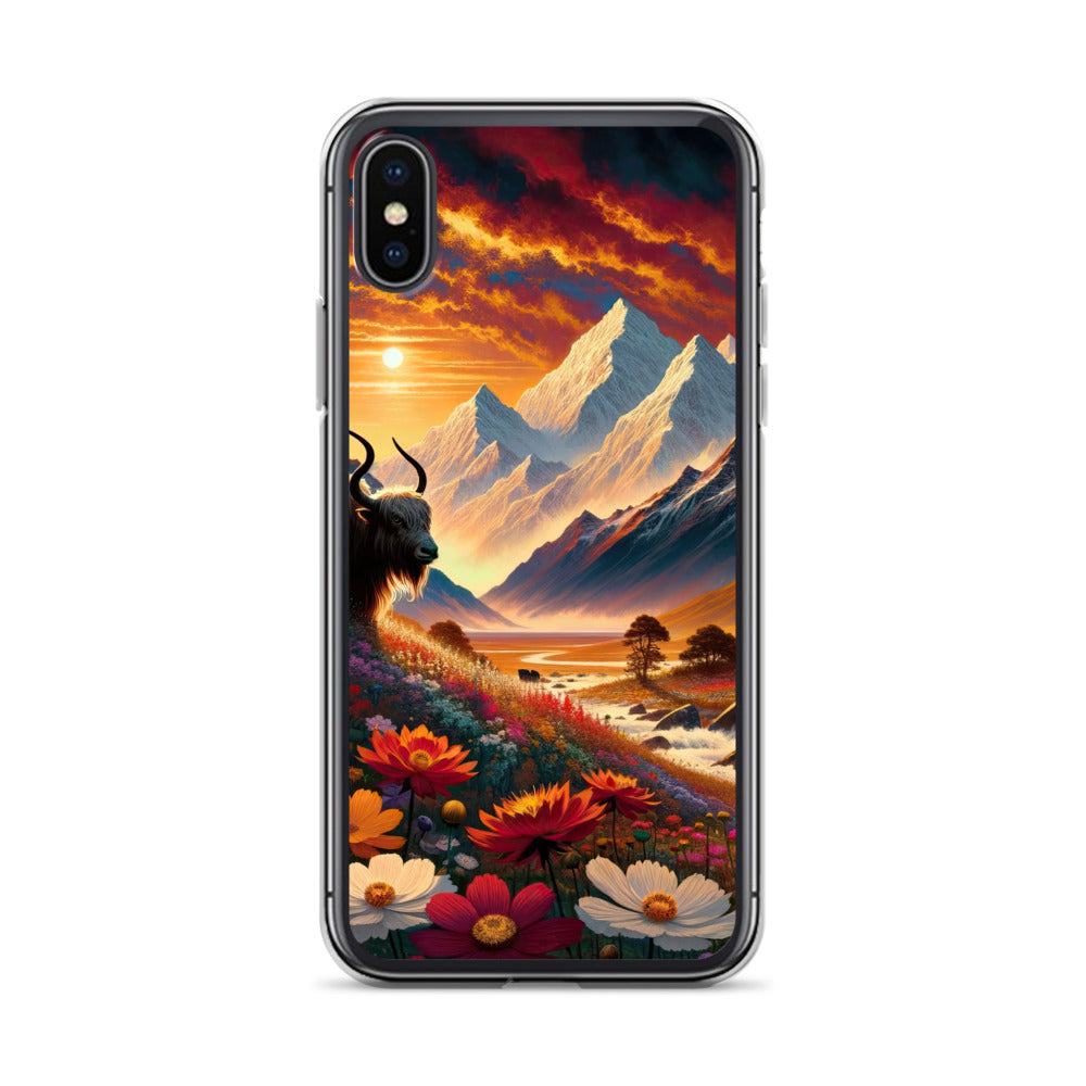 Magischer Alpenabend mit Hochlandkuh und goldener Sonnenkulisse - iPhone Schutzhülle (durchsichtig) berge xxx yyy zzz iPhone X/XS