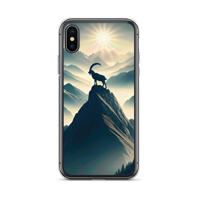 Morgendlicher Steinbock auf Alpengipfel, steile Berghänge - iPhone Schutzhülle (durchsichtig) berge xxx yyy zzz iPhone X/XS