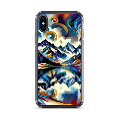 Alpensee im Zentrum eines abstrakt-expressionistischen Alpen-Kunstwerks - iPhone Schutzhülle (durchsichtig) berge xxx yyy zzz iPhone X/XS