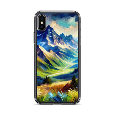 Impressionistische Alpen, lebendige Farbtupfer und Lichteffekte - iPhone Schutzhülle (durchsichtig) berge xxx yyy zzz iPhone X XS