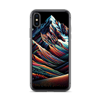 Pointillistische Darstellung der Alpen, Farbpunkte formen die Landschaft - iPhone Schutzhülle (durchsichtig) berge xxx yyy zzz iPhone X XS