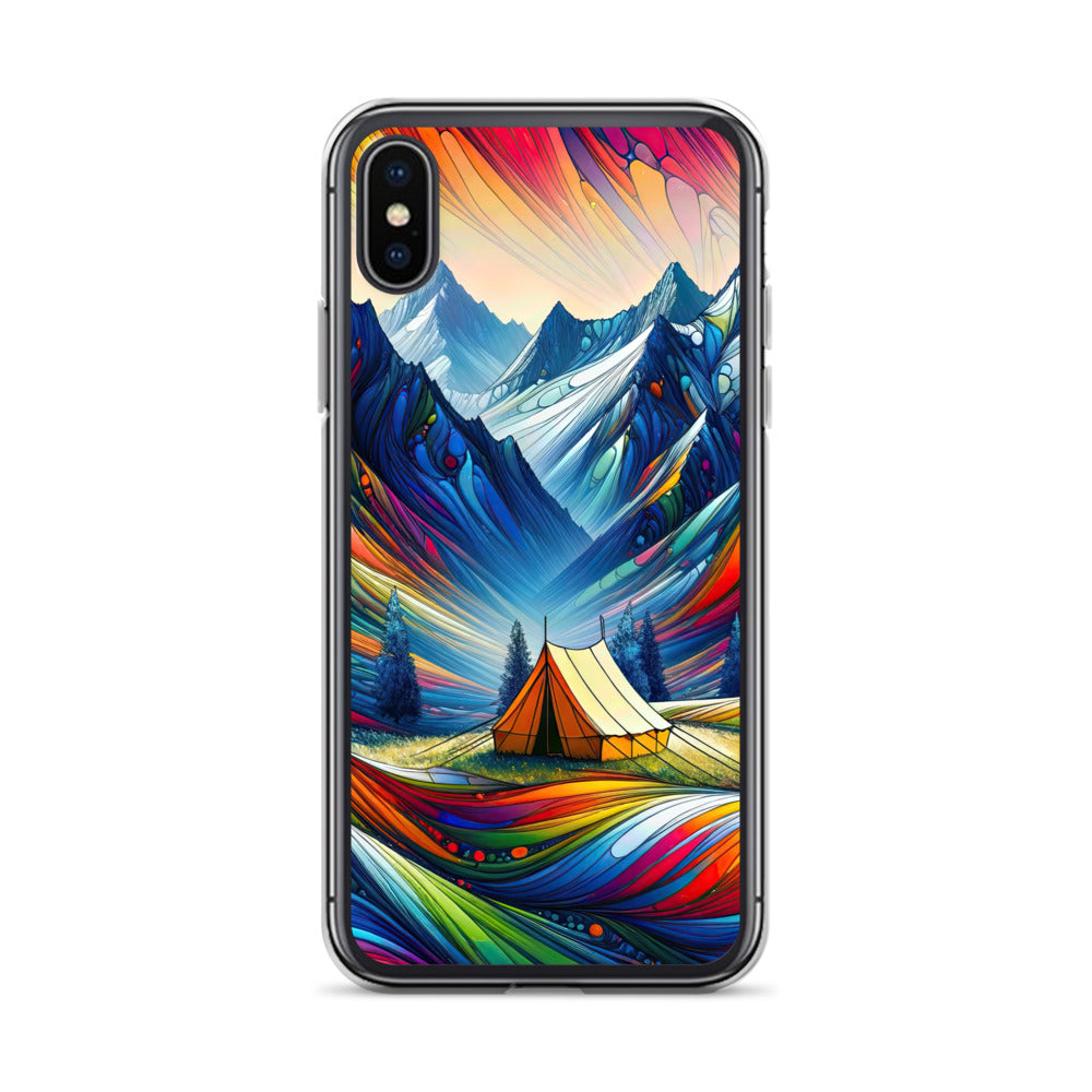 Surreale Alpen in abstrakten Farben, dynamische Formen der Landschaft - iPhone Schutzhülle (durchsichtig) camping xxx yyy zzz iPhone X/XS