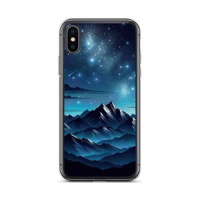 Alpen unter Sternenhimmel mit glitzernden Sternen und Meteoren - iPhone Schutzhülle (durchsichtig) berge xxx yyy zzz iPhone X/XS