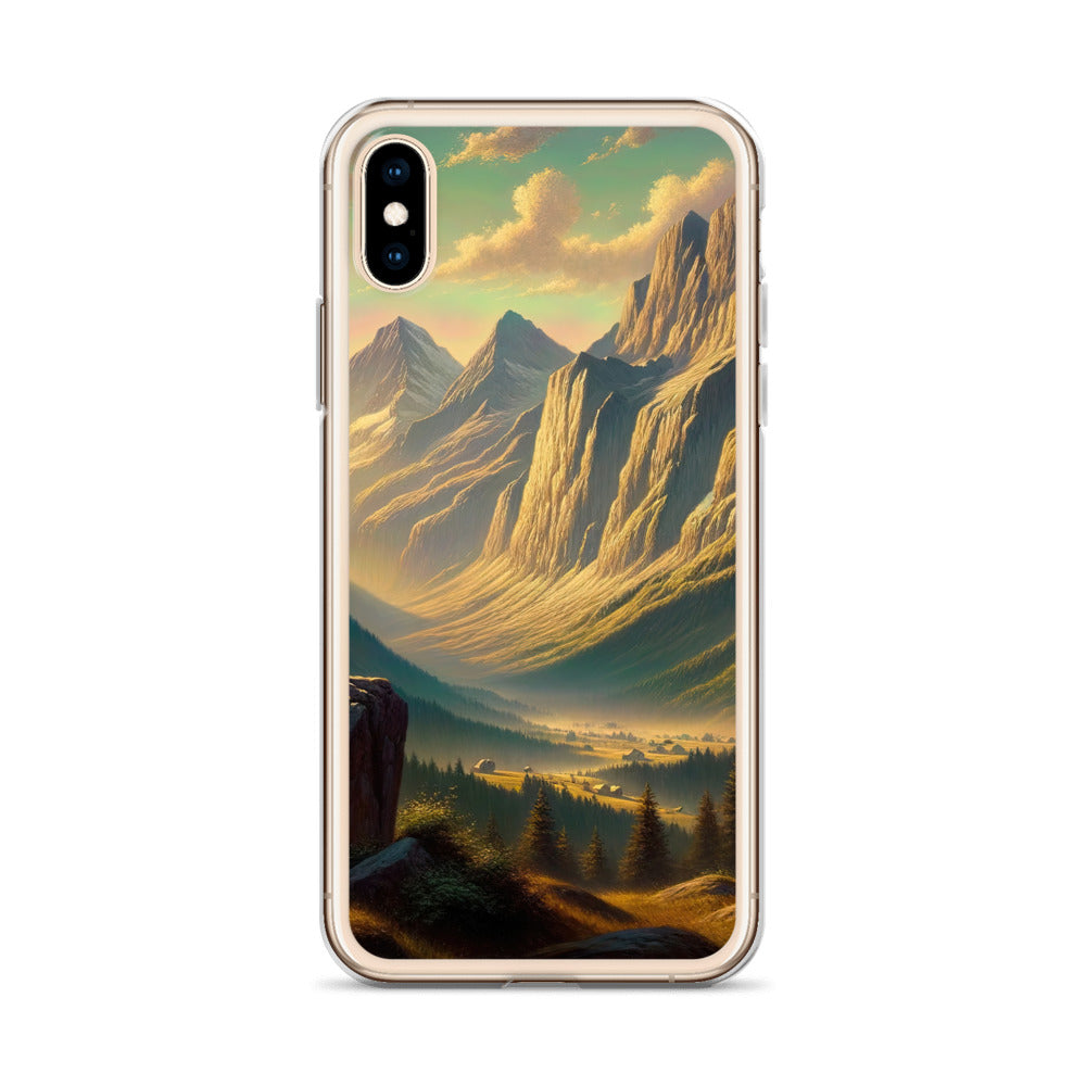 Ölgemälde eines Schweizer Wanderers in den Alpen bei goldenem Sonnenlicht - iPhone Schutzhülle (durchsichtig) wandern xxx yyy zzz