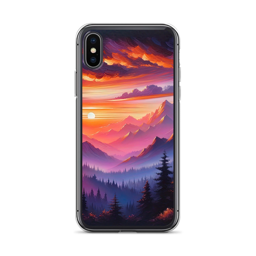 Ölgemälde der Alpenlandschaft im ätherischen Sonnenuntergang, himmlische Farbtöne - iPhone Schutzhülle (durchsichtig) berge xxx yyy zzz iPhone X XS