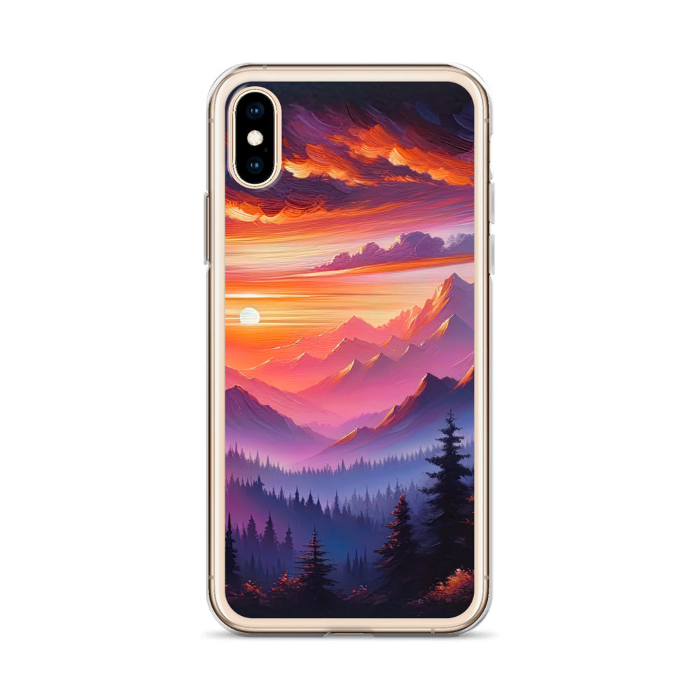 Ölgemälde der Alpenlandschaft im ätherischen Sonnenuntergang, himmlische Farbtöne - iPhone Schutzhülle (durchsichtig) berge xxx yyy zzz