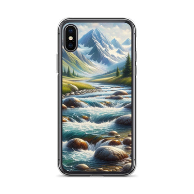 Ölgemälde eines Gebirgsbachs durch felsige Landschaft - iPhone Schutzhülle (durchsichtig) berge xxx yyy zzz iPhone X/XS