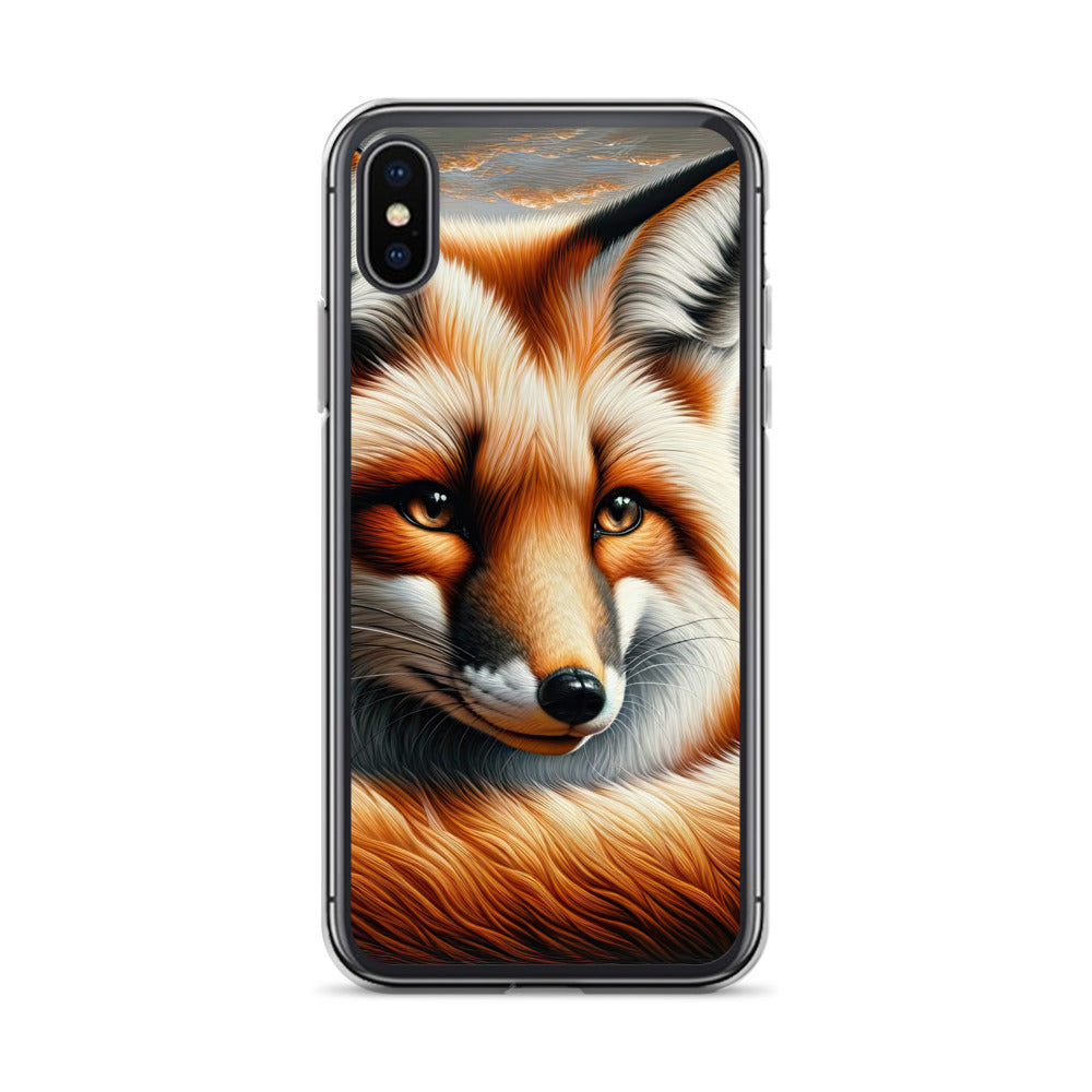 Ölgemälde eines nachdenklichen Fuchses mit weisem Blick - iPhone Schutzhülle (durchsichtig) camping xxx yyy zzz iPhone X/XS