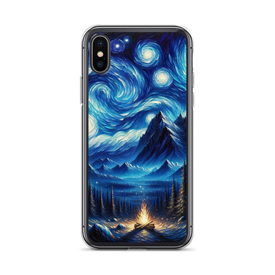 Sternennacht-Stil Ölgemälde der Alpen, himmlische Wirbelmuster - iPhone Schutzhülle (durchsichtig) berge xxx yyy zzz iPhone X XS