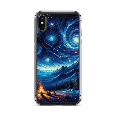Sternennacht über den Alpen inspiriertes Ölgemälde, mystischer Nachthimmel in Blau - iPhone Schutzhülle (durchsichtig) camping xxx yyy zzz iPhone X/XS