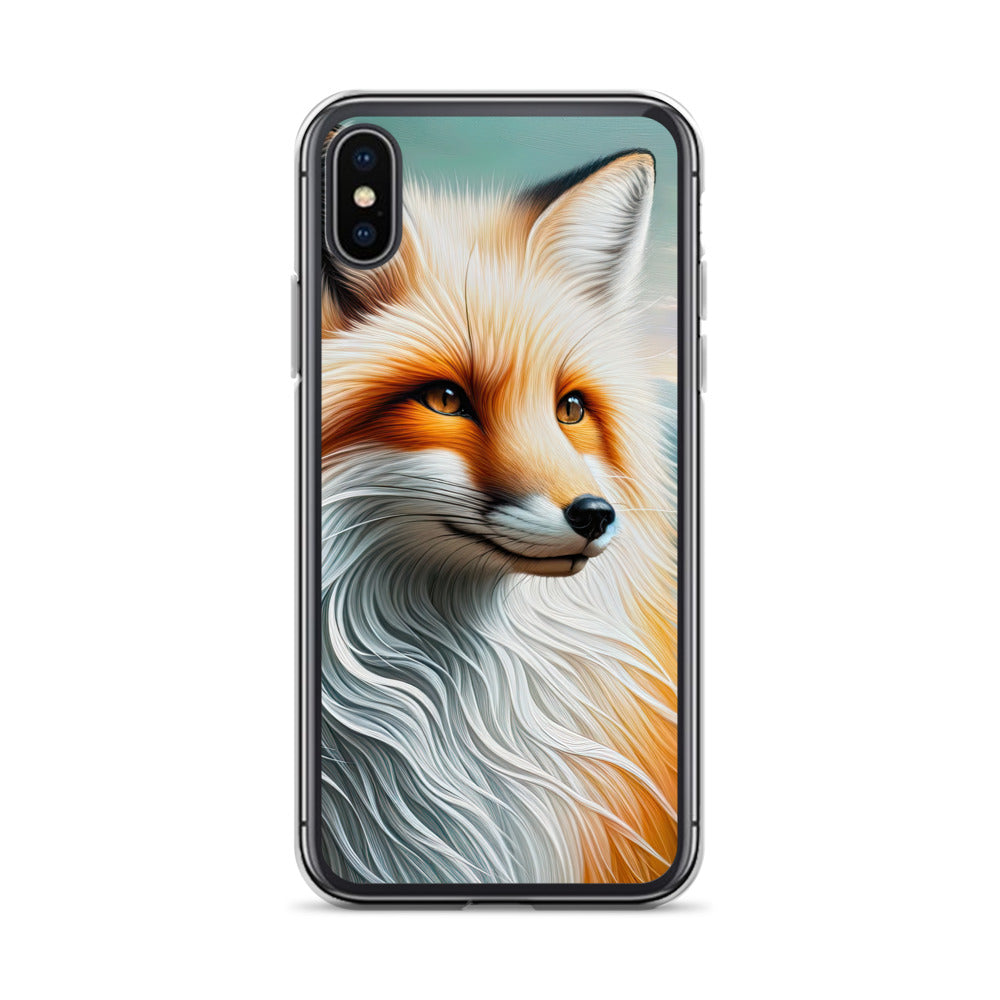 Ölgemälde eines anmutigen, intelligent blickenden Fuchses in Orange-Weiß - iPhone Schutzhülle (durchsichtig) camping xxx yyy zzz iPhone X XS