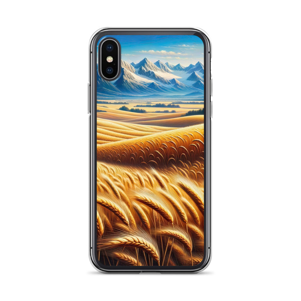 Ölgemälde eines weiten bayerischen Weizenfeldes, golden im Wind (TR) - iPhone Schutzhülle (durchsichtig) xxx yyy zzz iPhone X XS