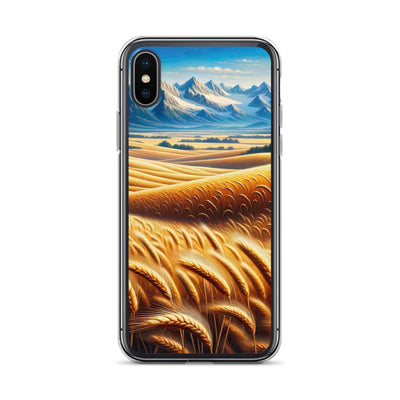 Ölgemälde eines weiten bayerischen Weizenfeldes, golden im Wind (TR) - iPhone Schutzhülle (durchsichtig) xxx yyy zzz iPhone X/XS