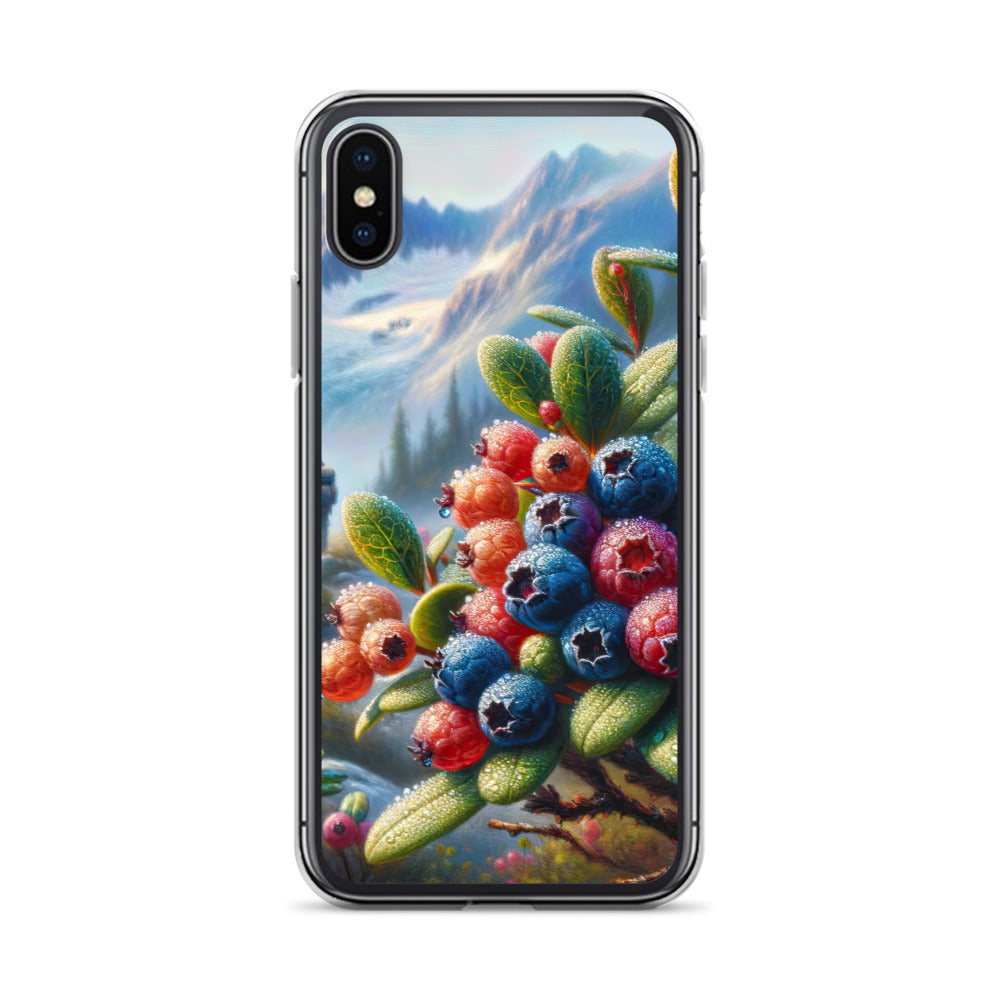 Ölgemälde einer Nahaufnahme von Alpenbeeren in satten Farben und zarten Texturen - iPhone Schutzhülle (durchsichtig) wandern xxx yyy zzz iPhone X/XS