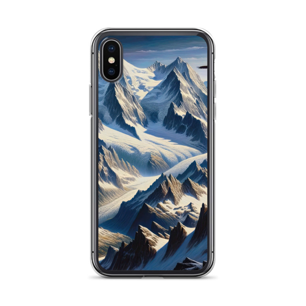 Ölgemälde der Alpen mit hervorgehobenen zerklüfteten Geländen im Licht und Schatten - iPhone Schutzhülle (durchsichtig) berge xxx yyy zzz iPhone X/XS