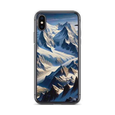 Ölgemälde der Alpen mit hervorgehobenen zerklüfteten Geländen im Licht und Schatten - iPhone Schutzhülle (durchsichtig) berge xxx yyy zzz iPhone X XS