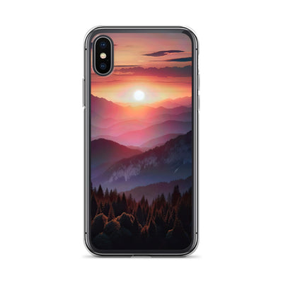 Foto der Alpenwildnis beim Sonnenuntergang, Himmel in warmen Orange-Tönen - iPhone Schutzhülle (durchsichtig) berge xxx yyy zzz iPhone X/XS