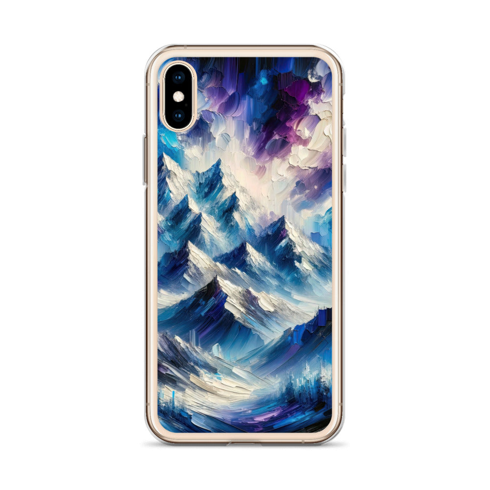 Alpenabstraktion mit dramatischem Himmel in Öl - iPhone Schutzhülle (durchsichtig) berge xxx yyy zzz