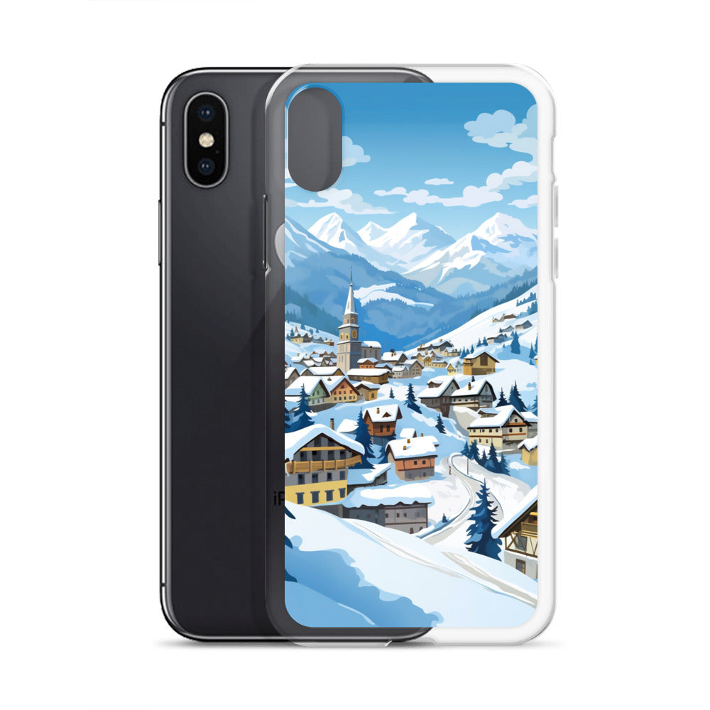 Kitzbühl - Berge und Schnee - Landschaftsmalerei - iPhone Schutzhülle (durchsichtig) ski xxx