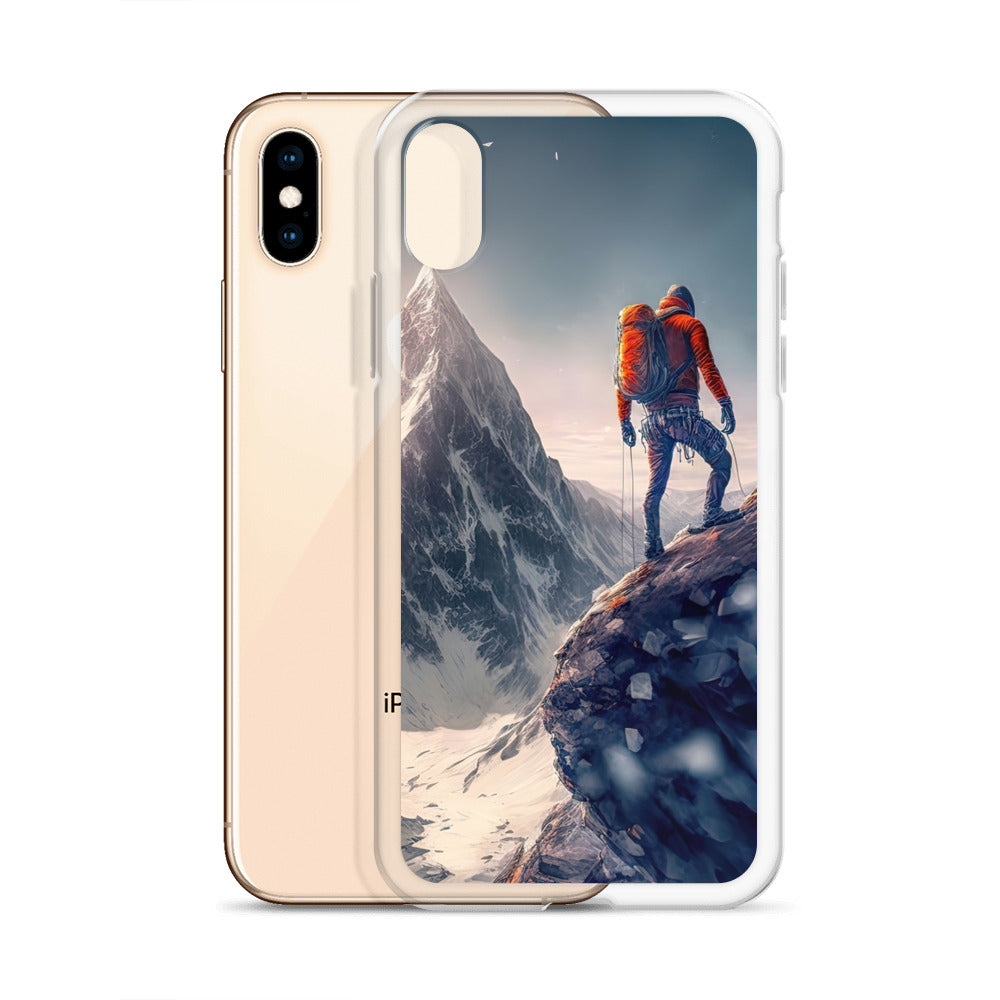 Bergsteiger auf Berg - Epische Malerei - iPhone Schutzhülle (durchsichtig) klettern xxx