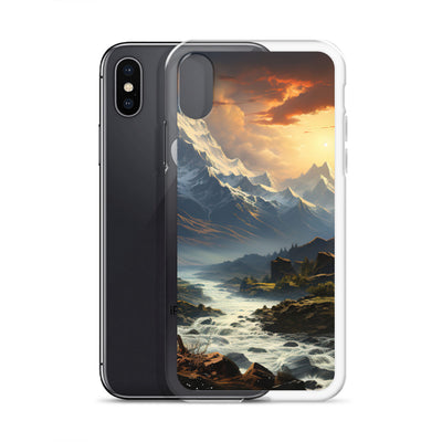 Berge, Sonne, steiniger Bach und Wolken - Epische Stimmung - iPhone Schutzhülle (durchsichtig) berge xxx