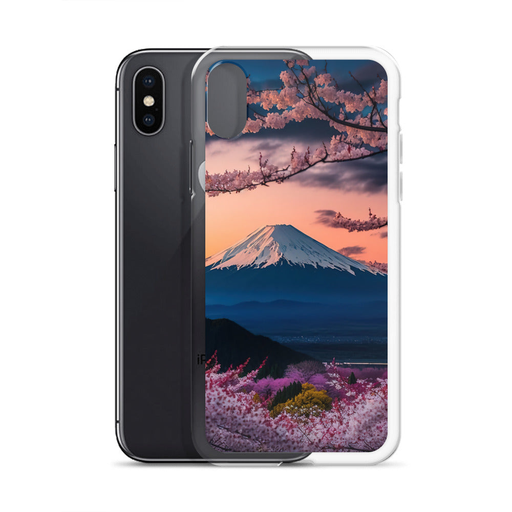 Berg - Pinke Bäume und Blumen - iPhone Schutzhülle (durchsichtig) berge xxx