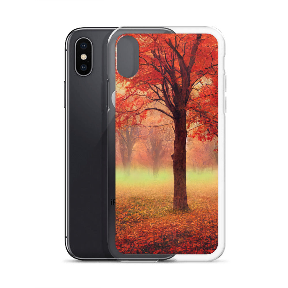 Wald im Herbst - Rote Herbstblätter - iPhone Schutzhülle (durchsichtig) camping xxx