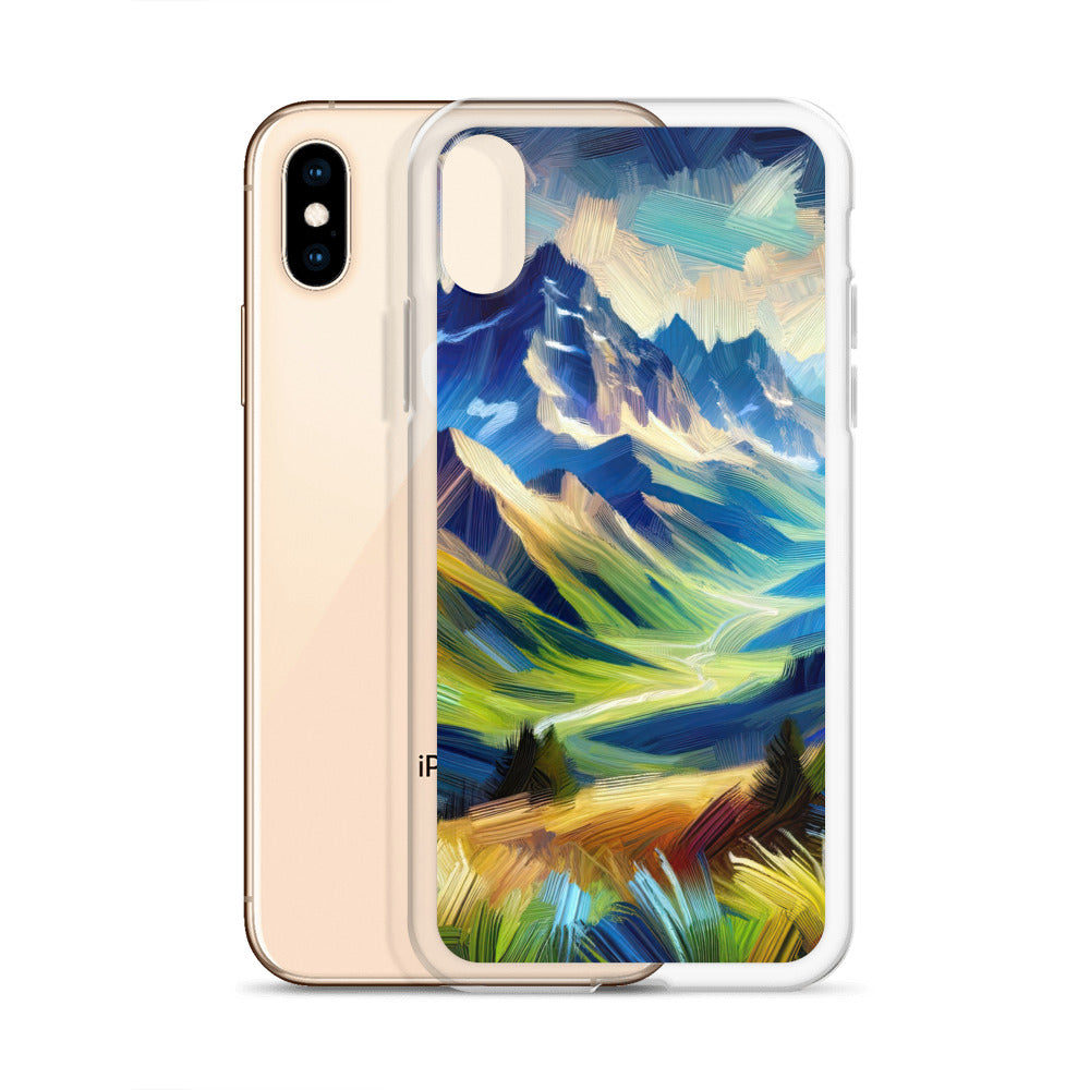 Impressionistische Alpen, lebendige Farbtupfer und Lichteffekte - iPhone Schutzhülle (durchsichtig) berge xxx yyy zzz