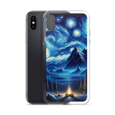 Sternennacht-Stil Ölgemälde der Alpen, himmlische Wirbelmuster - iPhone Schutzhülle (durchsichtig) berge xxx yyy zzz