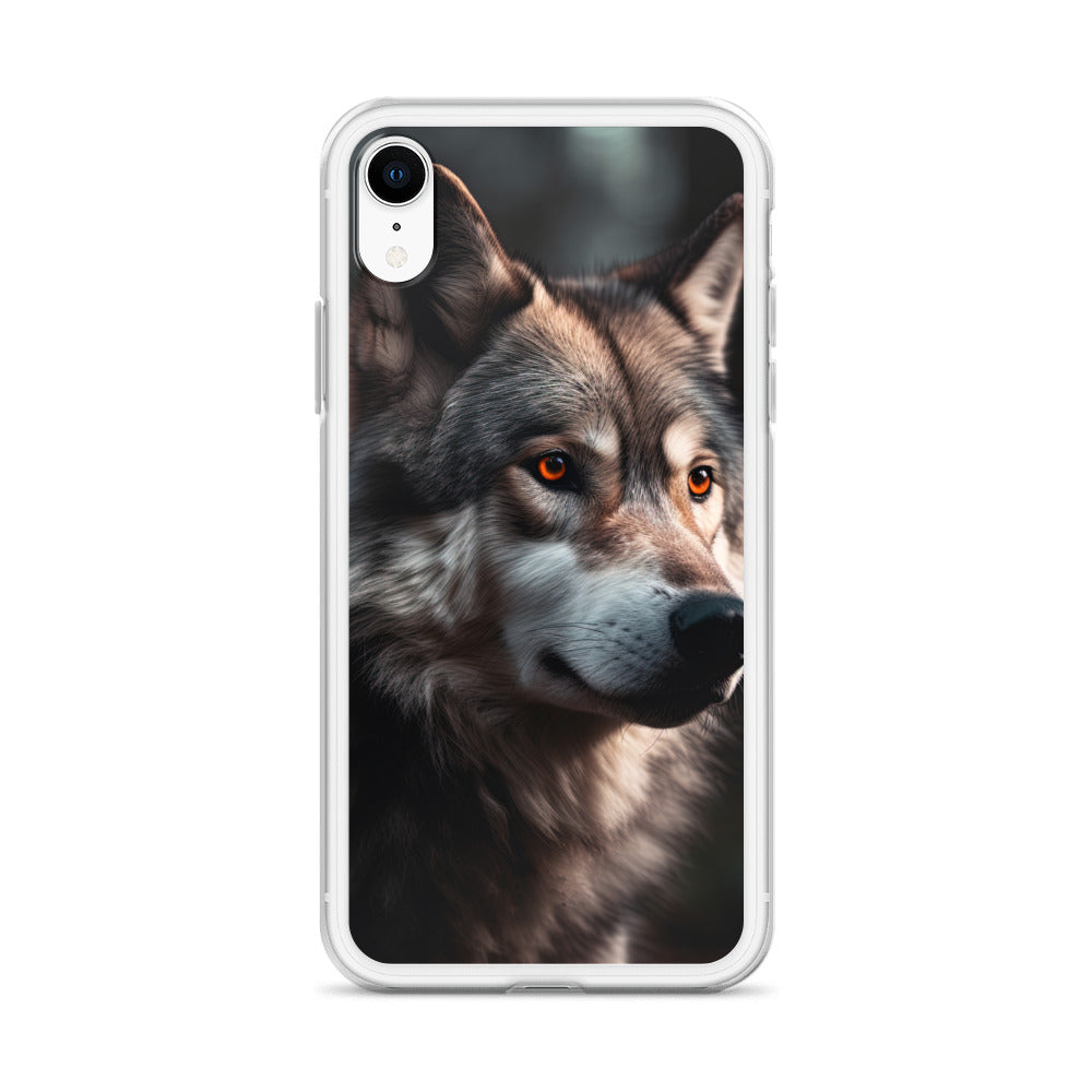 Wolf Porträt - Fotorealistische Malerei - iPhone Schutzhülle (durchsichtig) camping xxx