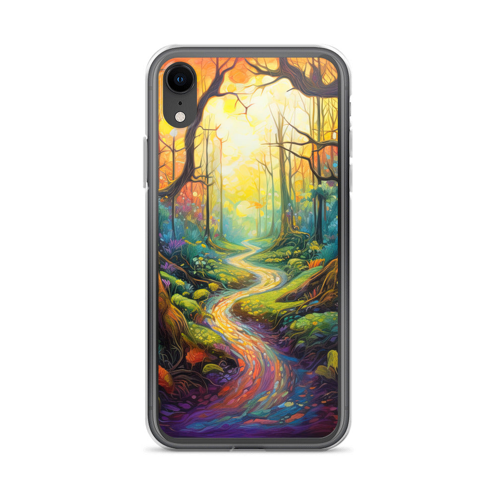 Wald und Wanderweg - Bunte, farbenfrohe Malerei - iPhone Schutzhülle (durchsichtig) camping xxx iPhone XR