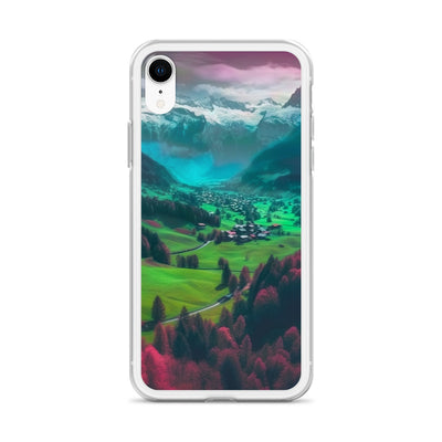 Berglandschaft und Dorf - Fotorealistische Malerei - iPhone Schutzhülle (durchsichtig) berge xxx