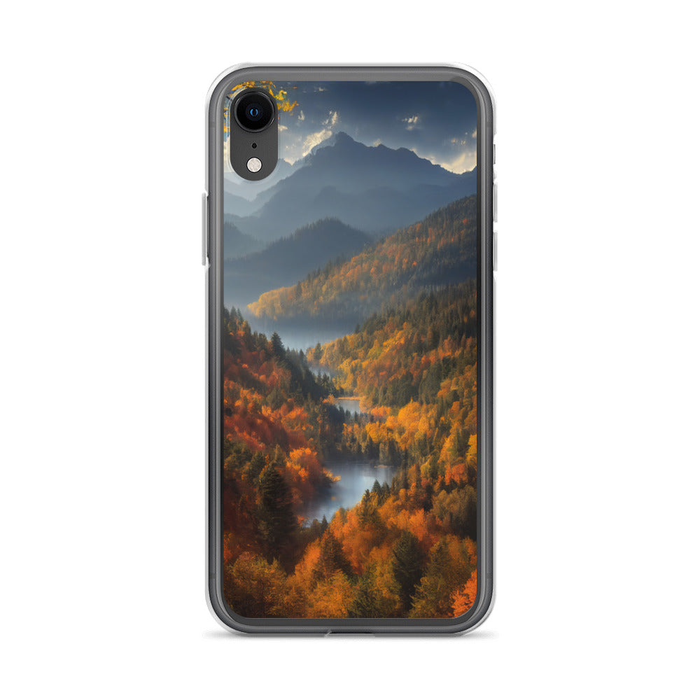 Berge, Wald und Nebel - Malerei - iPhone Schutzhülle (durchsichtig) berge xxx iPhone XR