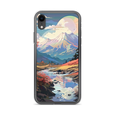 Berge. Fluss und Blumen - Malerei - iPhone Schutzhülle (durchsichtig) berge xxx iPhone XR