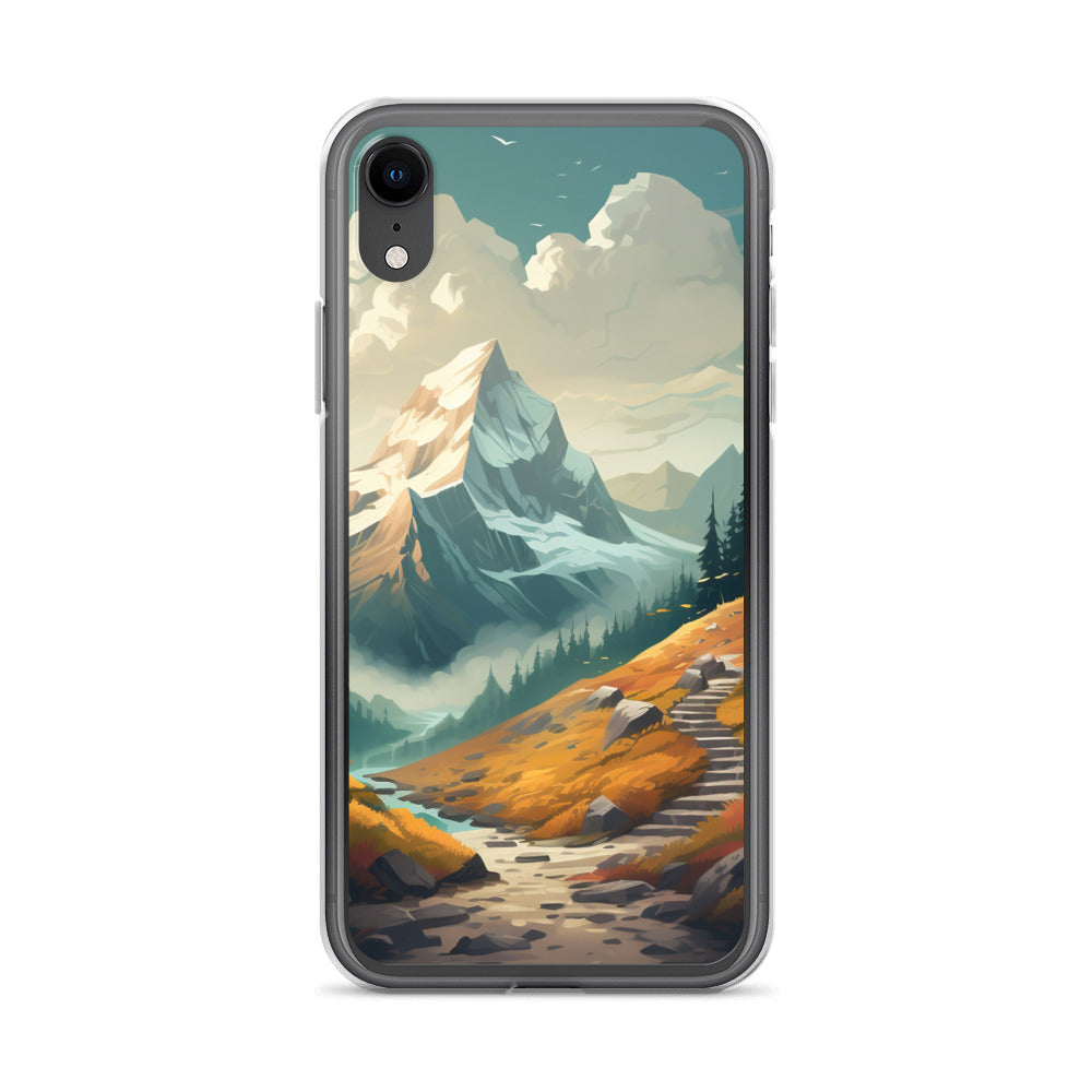 Berge, Wald und Wanderweg - Malerei - iPhone Schutzhülle (durchsichtig) berge xxx iPhone XR