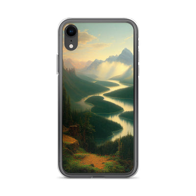 Landschaft mit Bergen, See und viel grüne Natur - Malerei - iPhone Schutzhülle (durchsichtig) berge xxx iPhone XR