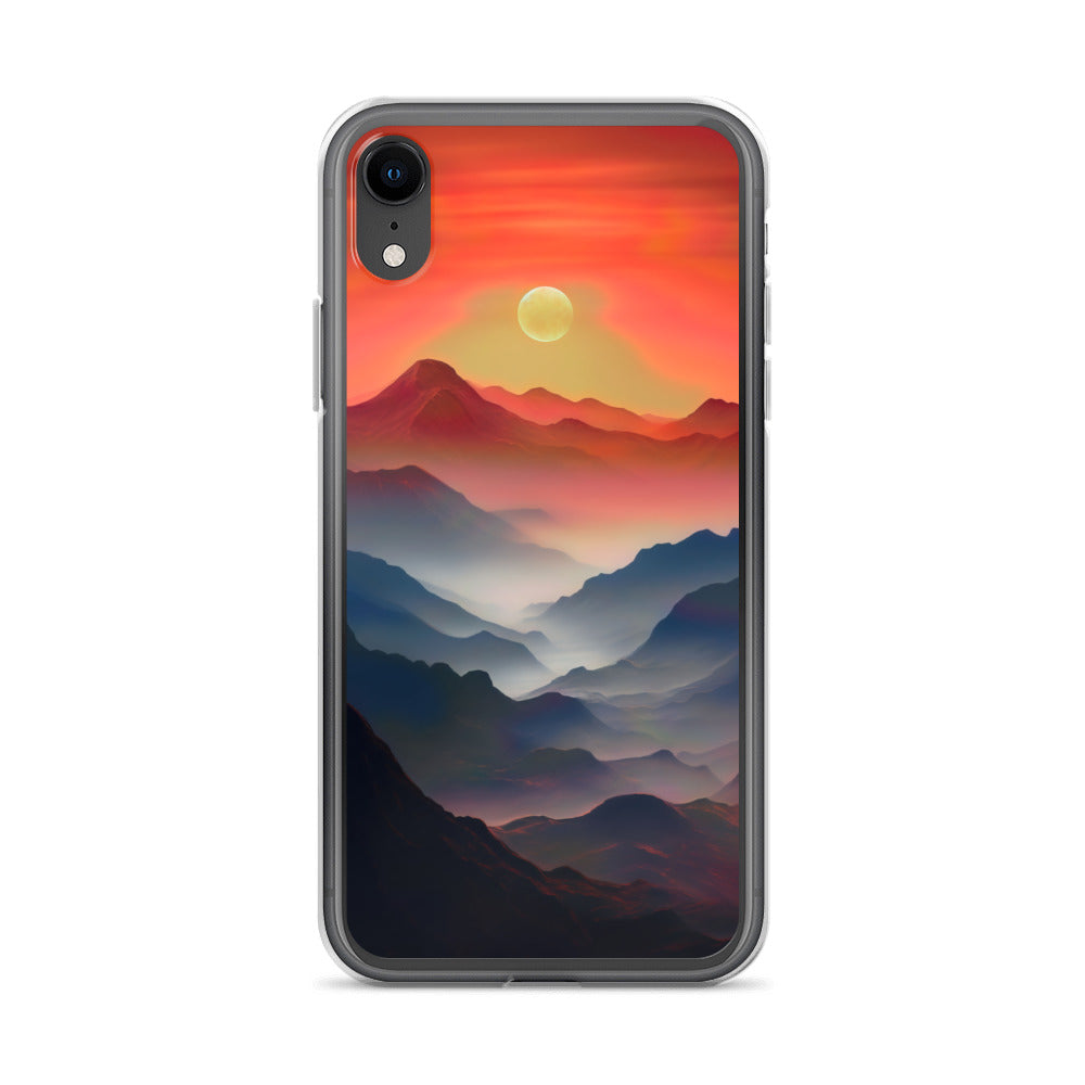 Sonnteruntergang, Gebirge und Nebel - Landschaftsmalerei - iPhone Schutzhülle (durchsichtig) berge xxx iPhone XR