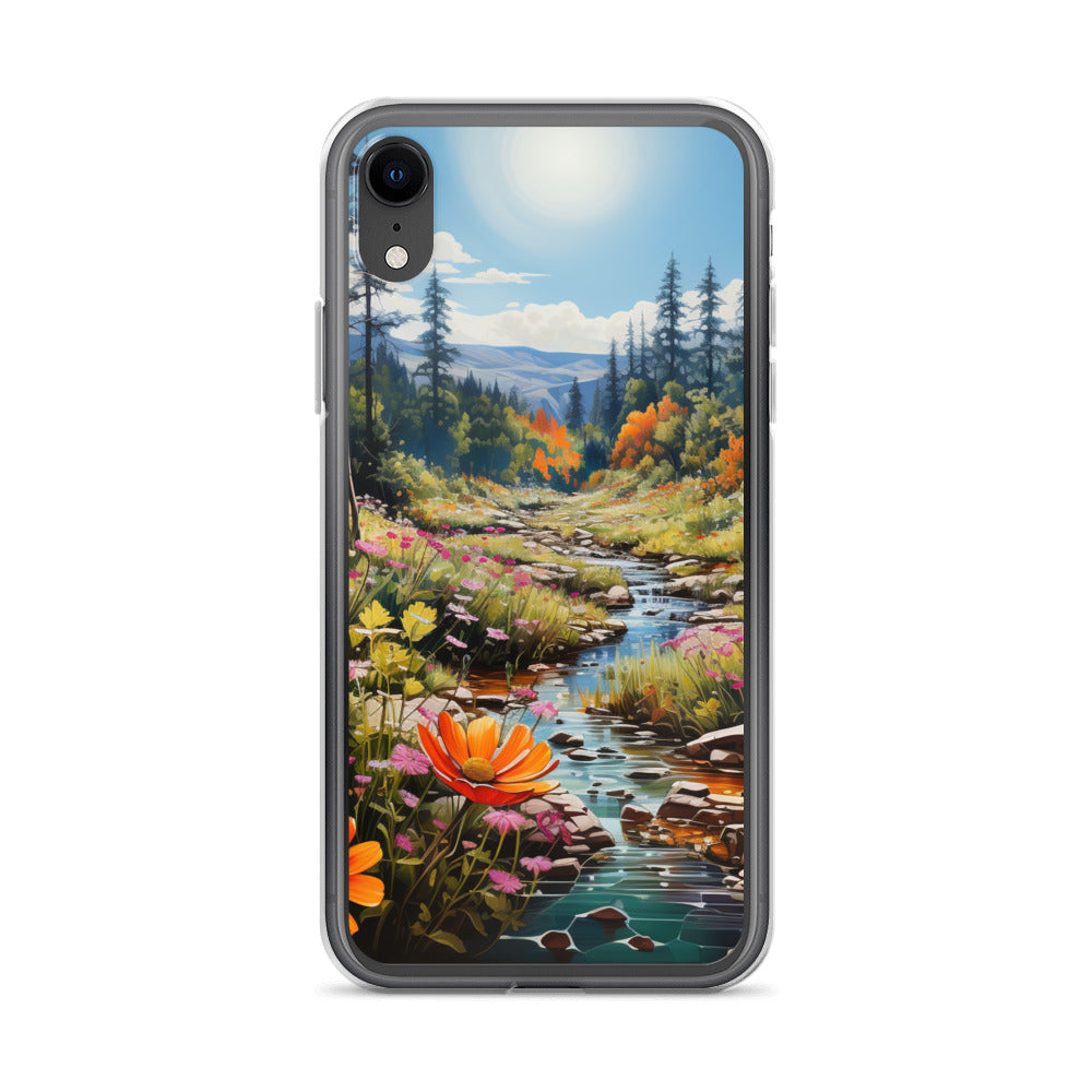 Berge, schöne Blumen und Bach im Wald - iPhone Schutzhülle (durchsichtig) berge xxx iPhone XR