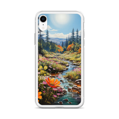 Berge, schöne Blumen und Bach im Wald - iPhone Schutzhülle (durchsichtig) berge xxx