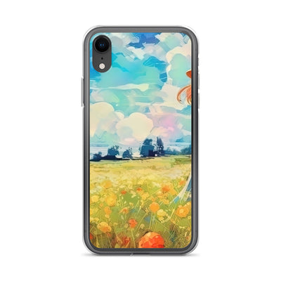 Dame mit Hut im Feld mit Blumen - Landschaftsmalerei - iPhone Schutzhülle (durchsichtig) camping xxx iPhone XR