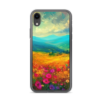 Berglandschaft und schöne farbige Blumen - Malerei - iPhone Schutzhülle (durchsichtig) berge xxx iPhone XR