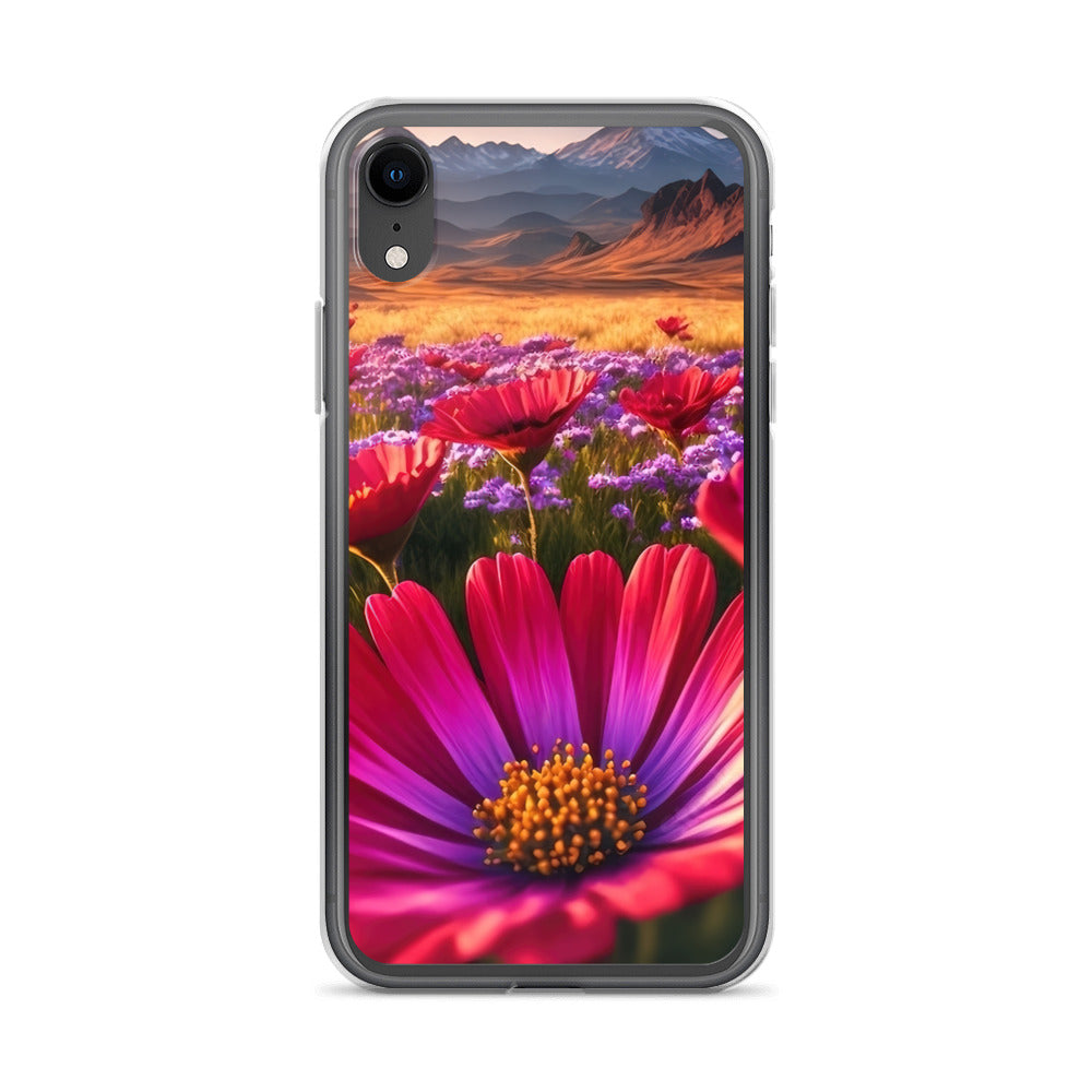 Wünderschöne Blumen und Berge im Hintergrund - iPhone Schutzhülle (durchsichtig) berge xxx iPhone XR