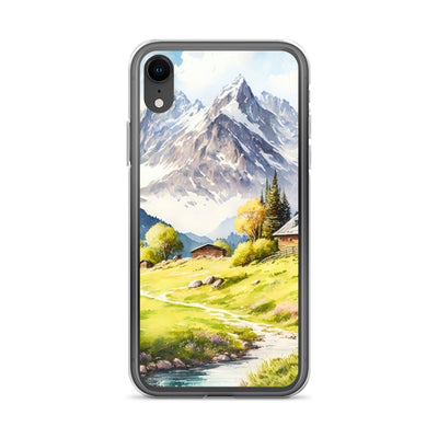 Epische Berge und Berghütte - Landschaftsmalerei - iPhone Schutzhülle (durchsichtig) berge xxx iPhone XR