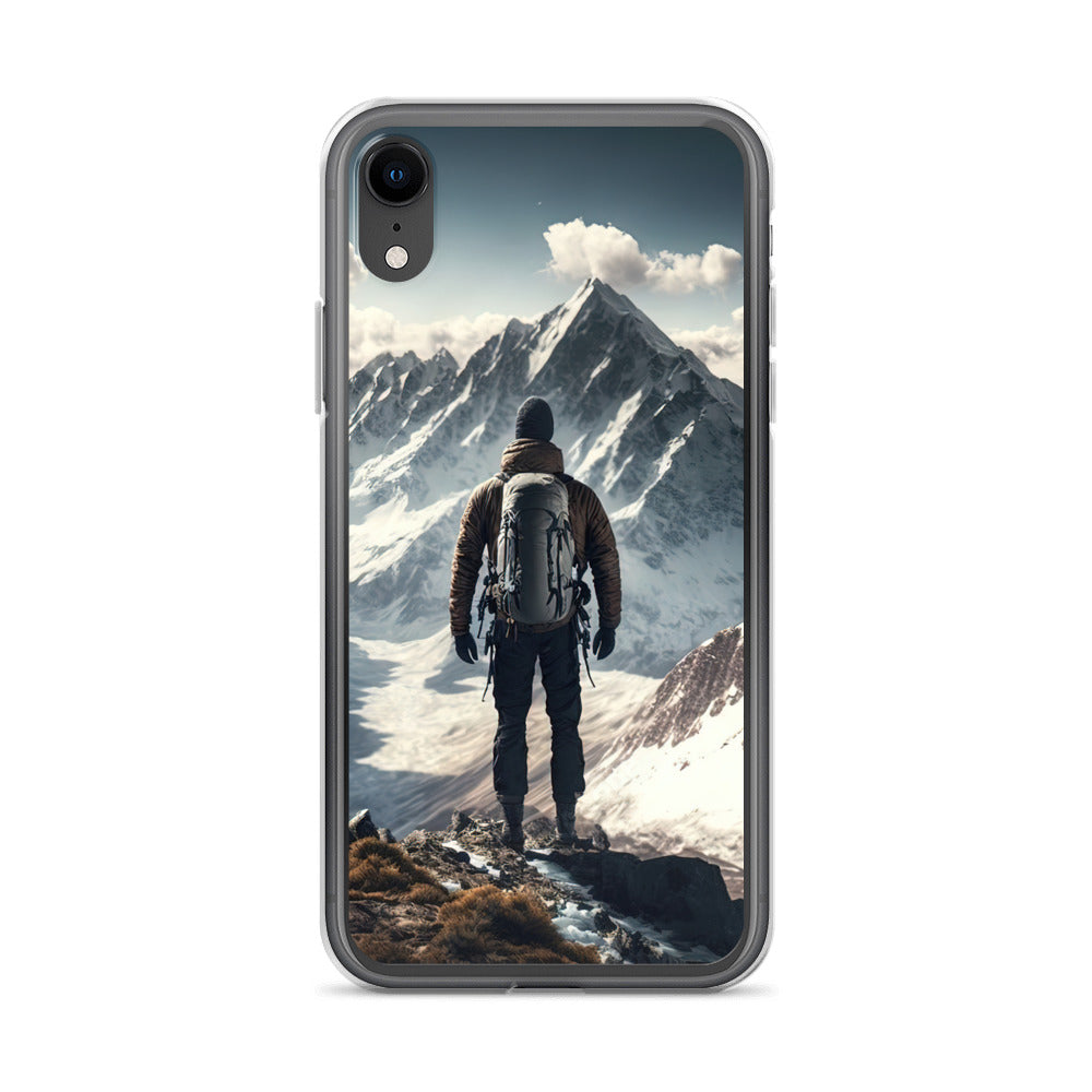 Wanderer auf Berg von hinten - Malerei - iPhone Schutzhülle (durchsichtig) berge xxx iPhone XR