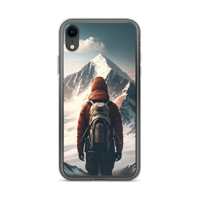 Wanderer von hinten vor einem Berg - Malerei - iPhone Schutzhülle (durchsichtig) berge xxx iPhone XR