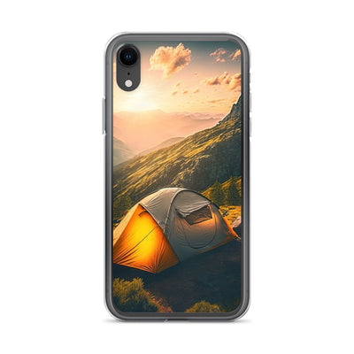 Zelt auf Berg im Sonnenaufgang - Landschafts - iPhone Schutzhülle (durchsichtig) camping xxx iPhone XR