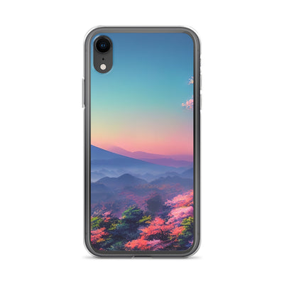 Berg und Wald mit pinken Bäumen - Landschaftsmalerei - iPhone Schutzhülle (durchsichtig) berge xxx iPhone XR