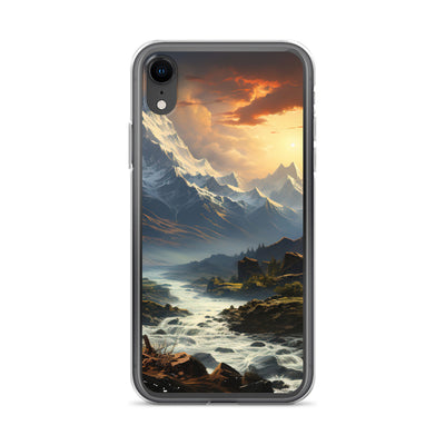Berge, Sonne, steiniger Bach und Wolken - Epische Stimmung - iPhone Schutzhülle (durchsichtig) berge xxx iPhone XR